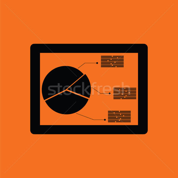 Tablet analytics diagram icon oranje zwarte Stockfoto © angelp