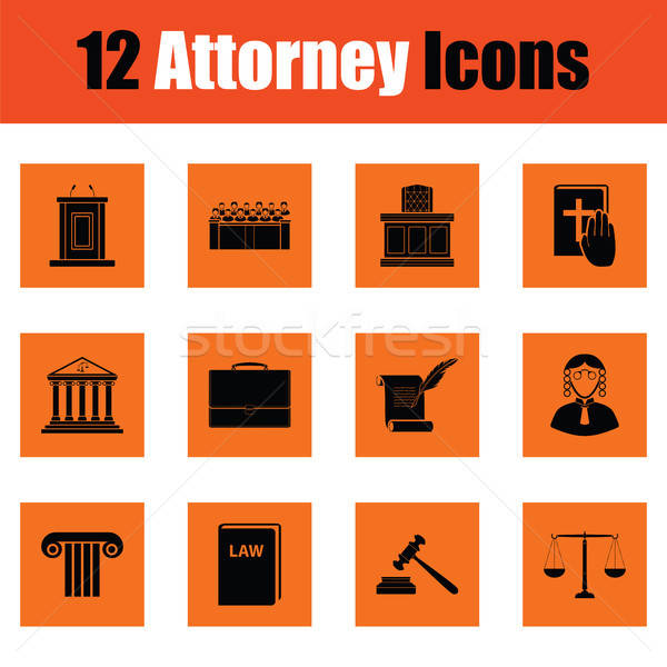 Zestaw prawnik ikona pomarańczowy projektu Zdjęcia stock © angelp