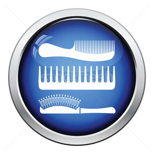 Haarbürste Symbol glänzend Taste Design Mode Stock foto © angelp