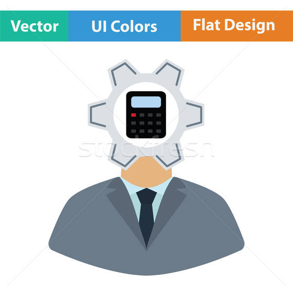 Analyst with gear hed and calculator inside icon Stock photo © angelp