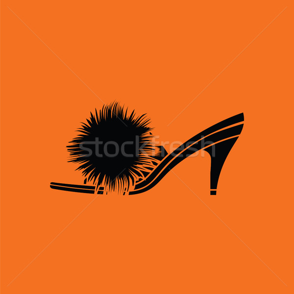 Woman pom-pom shoe icon Stock photo © angelp