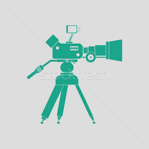 Stockfoto: Filmcamera · icon · grijs · groene · man · technologie