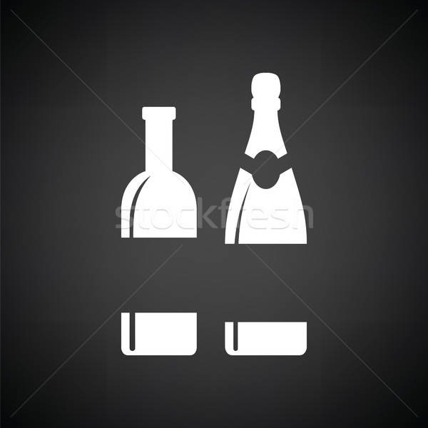 Vinho champanhe garrafas ícone preto e branco festa Foto stock © angelp
