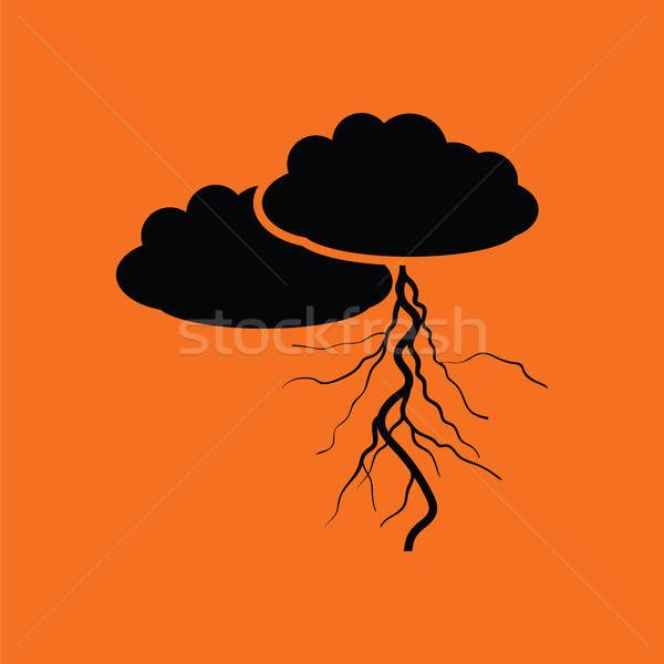 Clouds and lightning icon Stock photo © angelp