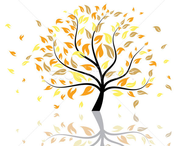 Jesienią drzewo objętych pozostawia komputera lasu Zdjęcia stock © angelp