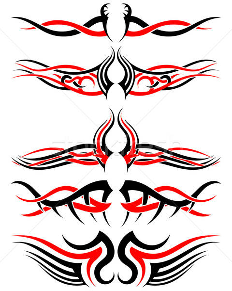 Tribal Tätowierungen Set schwarz rot Stock foto © angelp