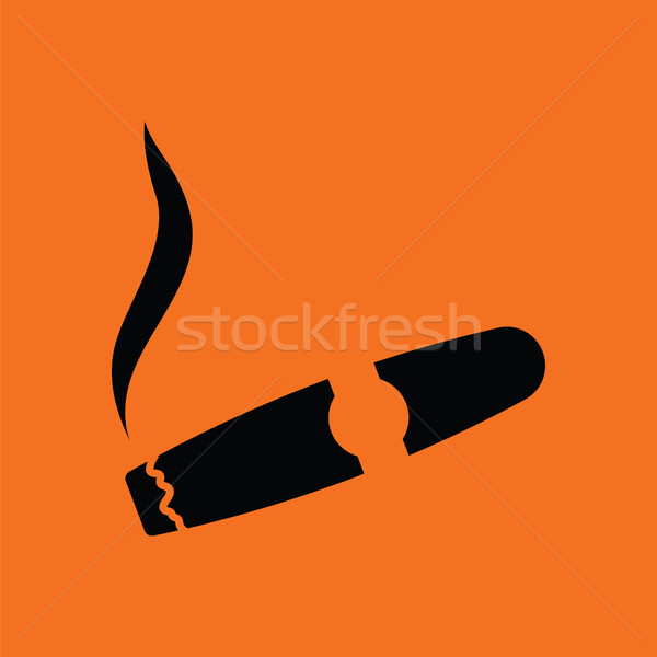 Szivar ikon narancs fekete papír háttér Stock fotó © angelp
