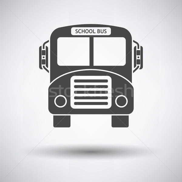 Iskolabusz ikon szürke háttér felirat busz Stock fotó © angelp