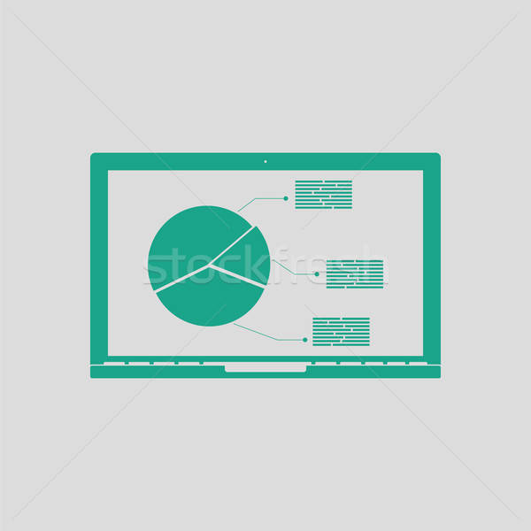 Stock foto: Laptop · Analytik · Diagramm · Symbol · grau · grünen