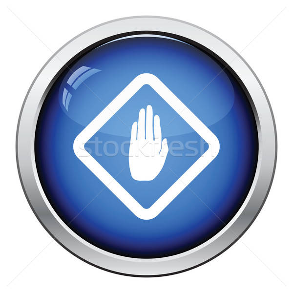 Icoană avertizare mână buton proiect Imagine de stoc © angelp