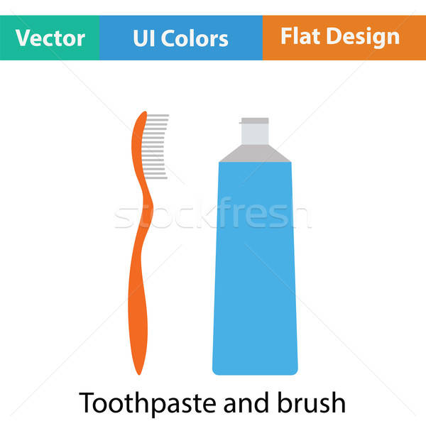 Foto stock: Pasta · dentífrica · cepillo · icono · color · diseno · salud