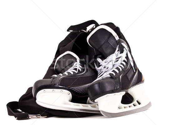 Stockfoto: Zak · paar · hockey · schaatsen · geïsoleerd · witte