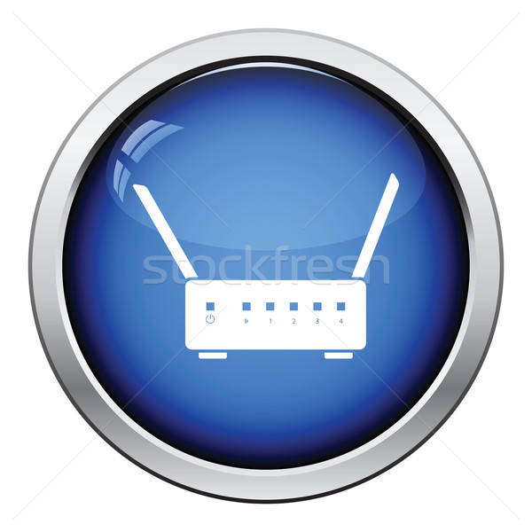 Wifi router icon glanzend knop ontwerp Stockfoto © angelp