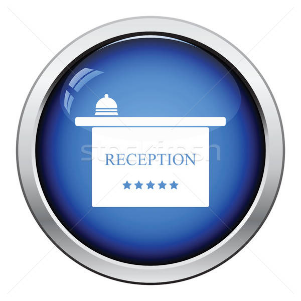 Hotel receptie bureau icon glanzend knop Stockfoto © angelp