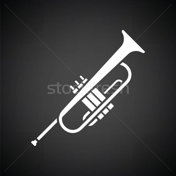 Chifre ícone preto e branco abstrato preto jazz Foto stock © angelp