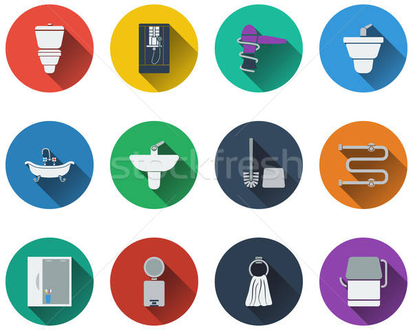 Stock photo: Set of bathroom icons