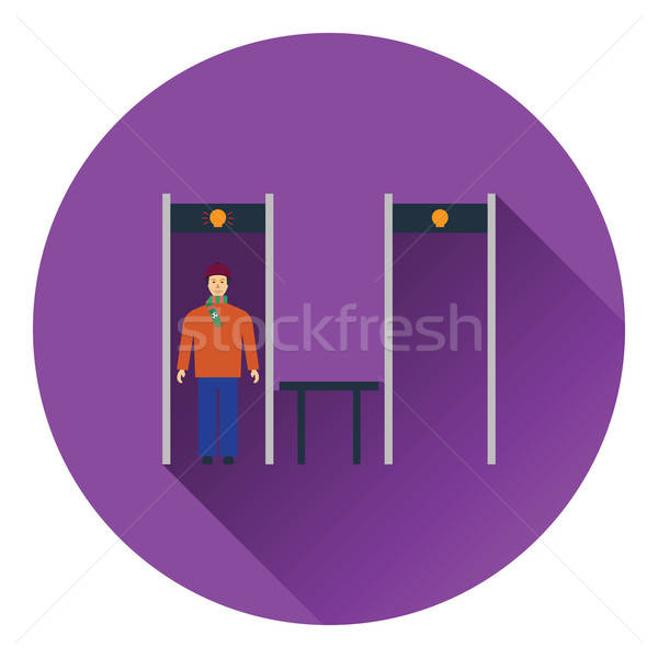 Stadium metal detector frame with inspecting fan icon Stock photo © angelp