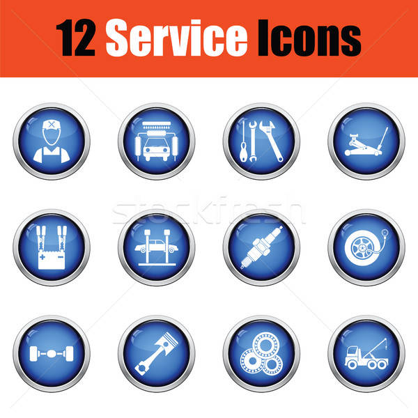 Set zwölf Service Station Symbole Stock foto © angelp