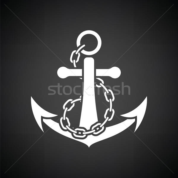 Morza kotwica łańcucha ikona czarno białe podpisania Zdjęcia stock © angelp
