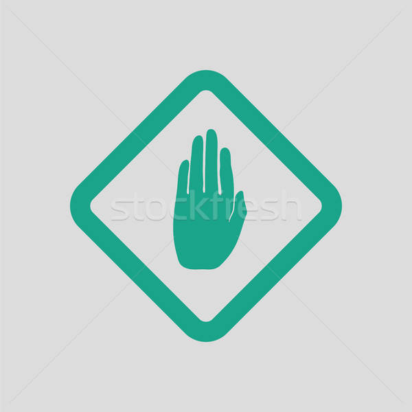 Icoană avertizare mână gri verde rutier Imagine de stoc © angelp