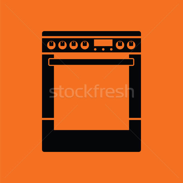 Kuchnia główny piec jednostka ikona pomarańczowy Zdjęcia stock © angelp