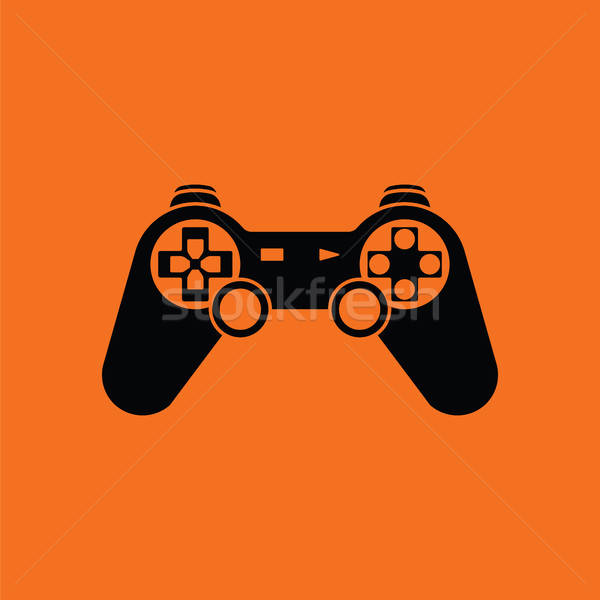 Gamepad icona arancione nero computer sport Foto d'archivio © angelp