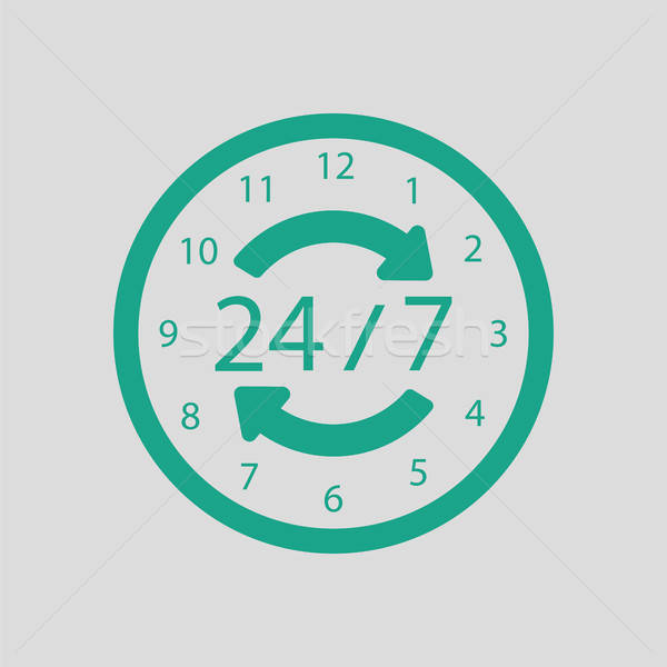 24 godzina ikona szary zielone tle Zdjęcia stock © angelp