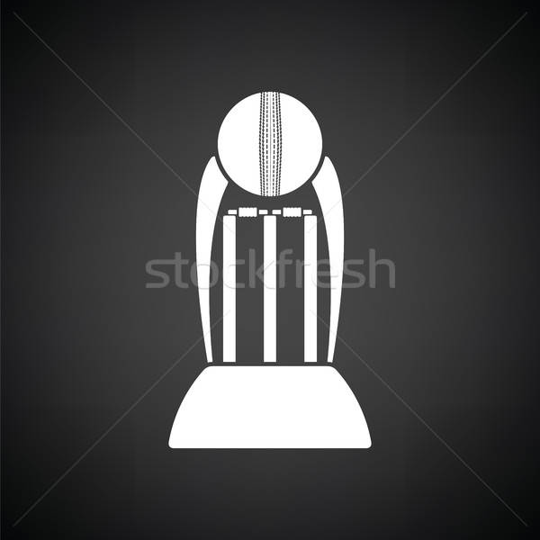 Foto stock: Cricket · taza · icono · blanco · negro · fondo · campo