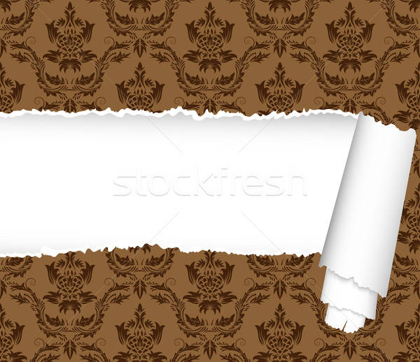 Stock photo: seamless damask pattern with ripped copy-space