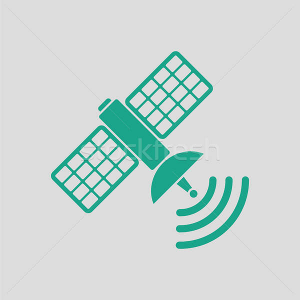 Satelliten Symbol grau grünen Technologie Wissenschaft Stock foto © angelp
