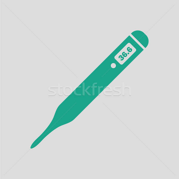 Medical termometru icoană gri verde medic Imagine de stoc © angelp