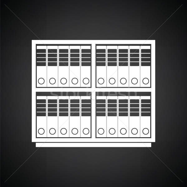 Iroda faliszekrény mappák ikon feketefehér háttér Stock fotó © angelp