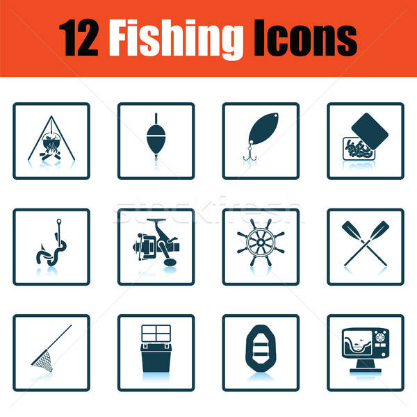 Fishing icon set Stock photo © angelp