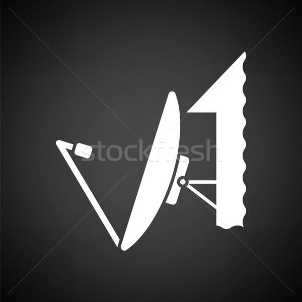 Satelitarnej anteny ikona czarno białe telewizji technologii Zdjęcia stock © angelp