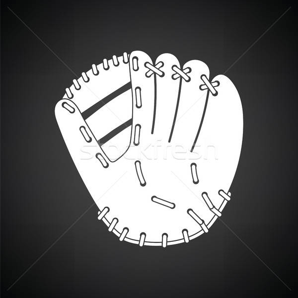Beyzbol eldiveni ikon siyah beyaz el spor beysbol Stok fotoğraf © angelp