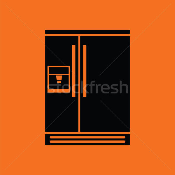 Large réfrigérateur icône orange noir fond Photo stock © angelp