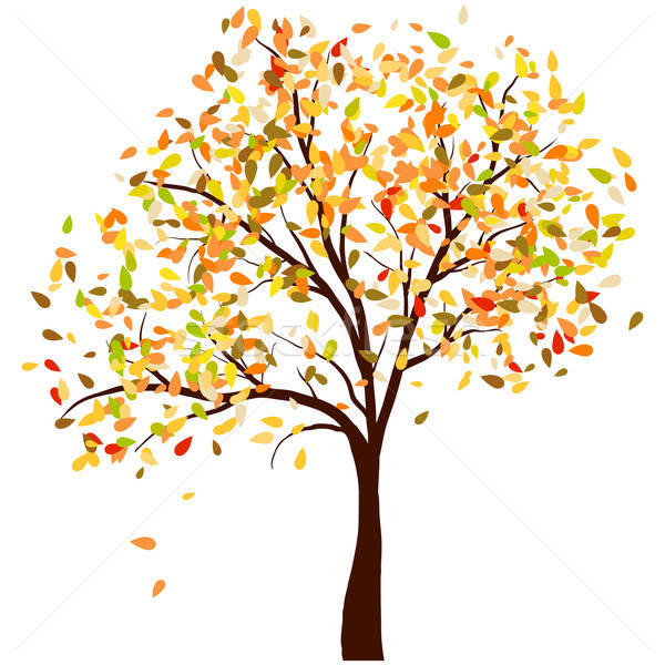 Jesienią brzozowy drzewo objętych pozostawia streszczenie Zdjęcia stock © angelp