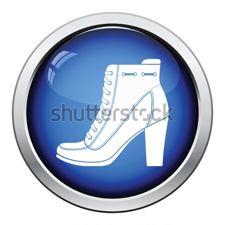 Vrouw boot icon glanzend knop ontwerp Stockfoto © angelp