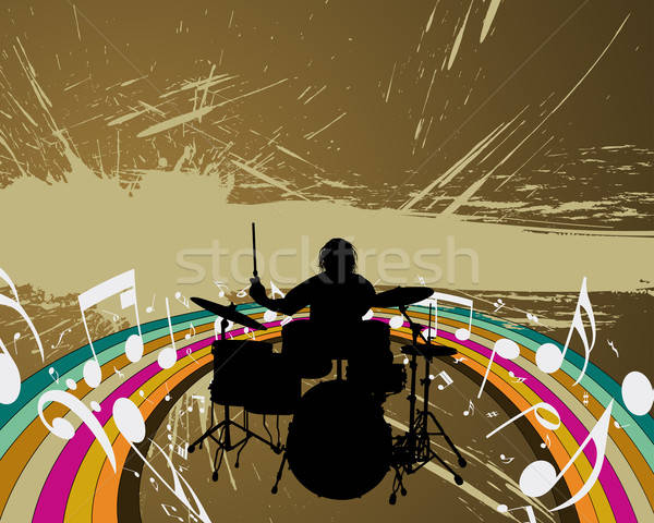 Rock groep trommelaar ontwerp partij metaal Stockfoto © angelp