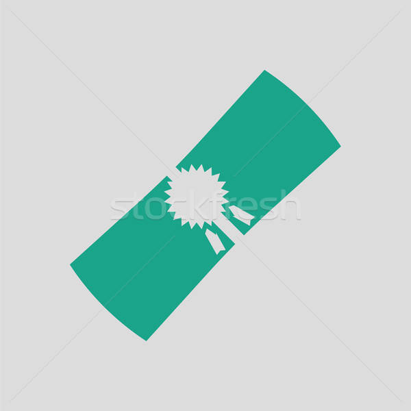 Dyplom ikona szary zielone papieru edukacji Zdjęcia stock © angelp