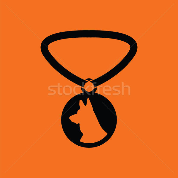 Stockfoto: Hond · medaille · icon · oranje · zwarte · print