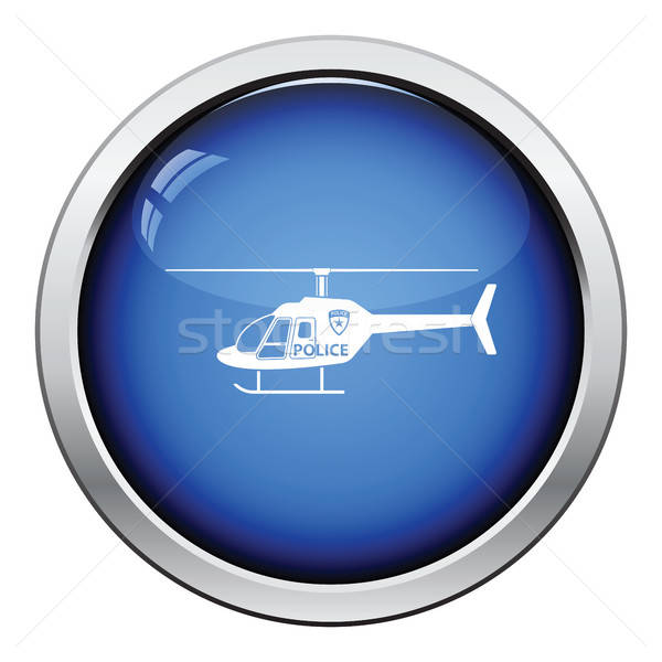 Polizei Hubschrauber Symbol glänzend Taste Design Stock foto © angelp