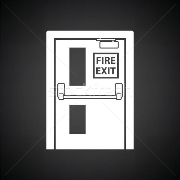 Yangın çıkmak kapı ikon siyah beyaz güvenlik Stok fotoğraf © angelp