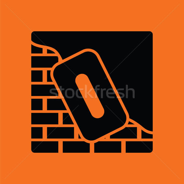 圖標 磚牆 橙 黑色 房子 建設 商業照片 © angelp