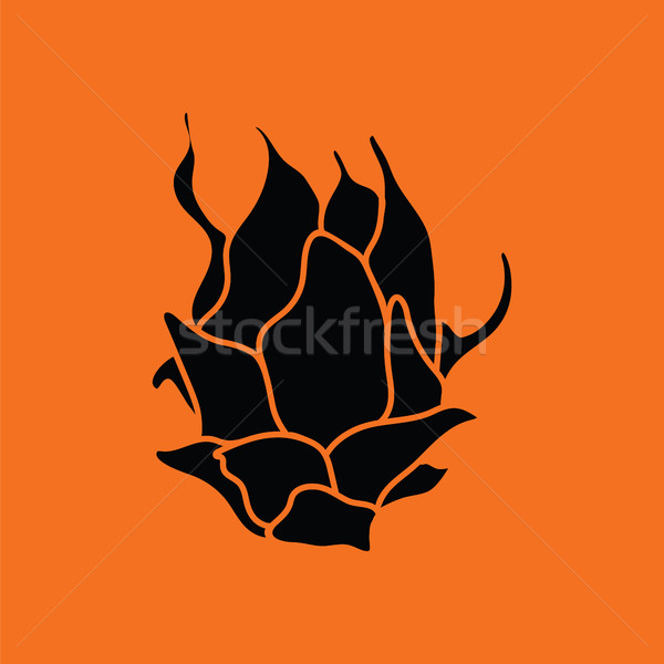 дракон фрукты икона оранжевый черный знак Сток-фото © angelp