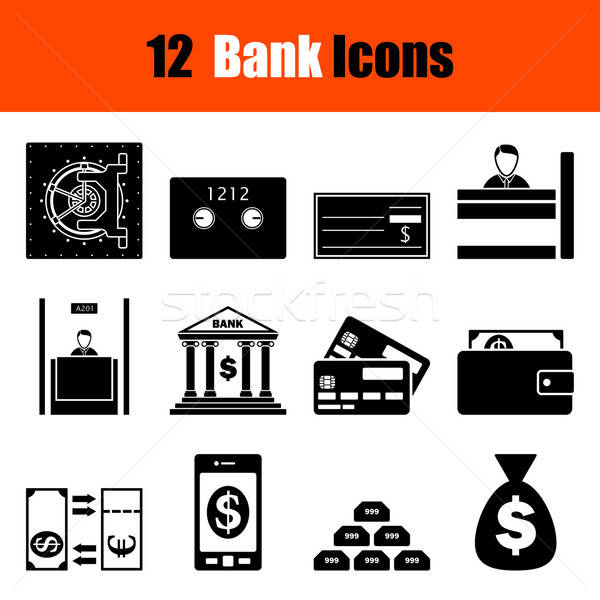 Set zwölf Bank Symbole Telefon Stock foto © angelp