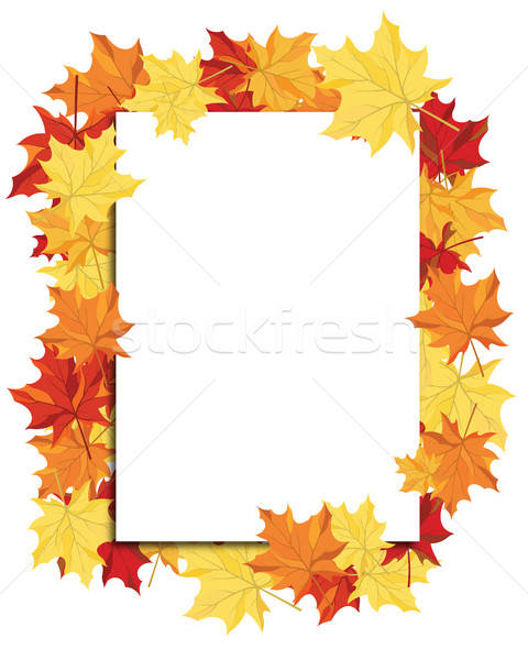 Stockfoto: Esdoorn · frame · najaar · vel · papier · bladeren