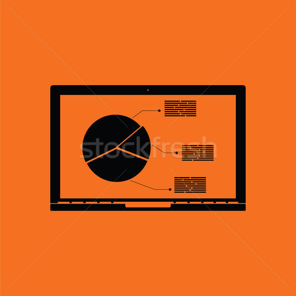 Laptop analytics diagram icon oranje zwarte Stockfoto © angelp