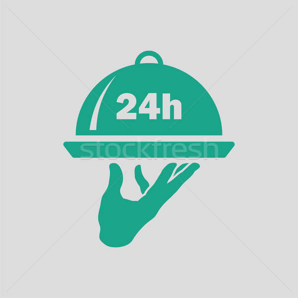 24 godzina room service ikona szary zielone Zdjęcia stock © angelp