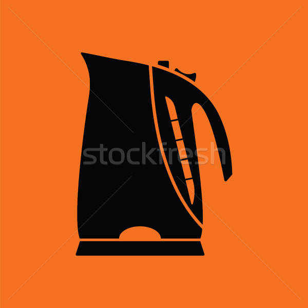 Konyha elektromos bogrács ikon narancs fekete Stock fotó © angelp